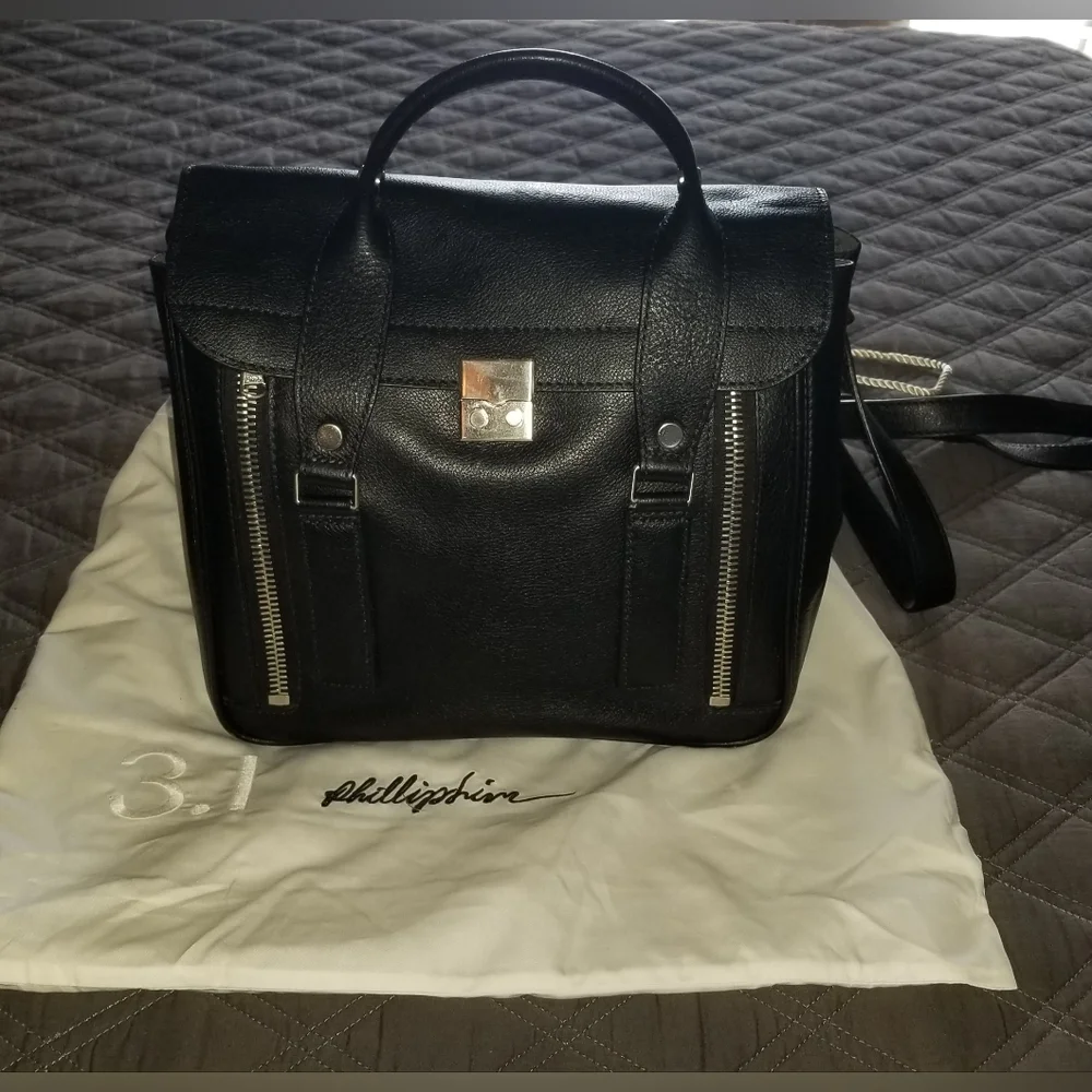 NWOT 3.1 Phillip Lim Black Leather Briefcase - Picture 1 of 9